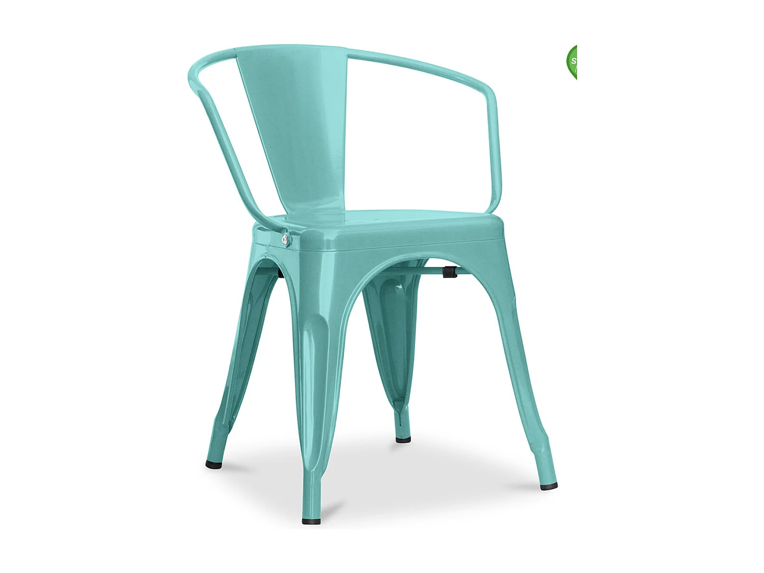 Chaise industrielle avec accoudoirs acier brillant Poka --Couleur Vert clair