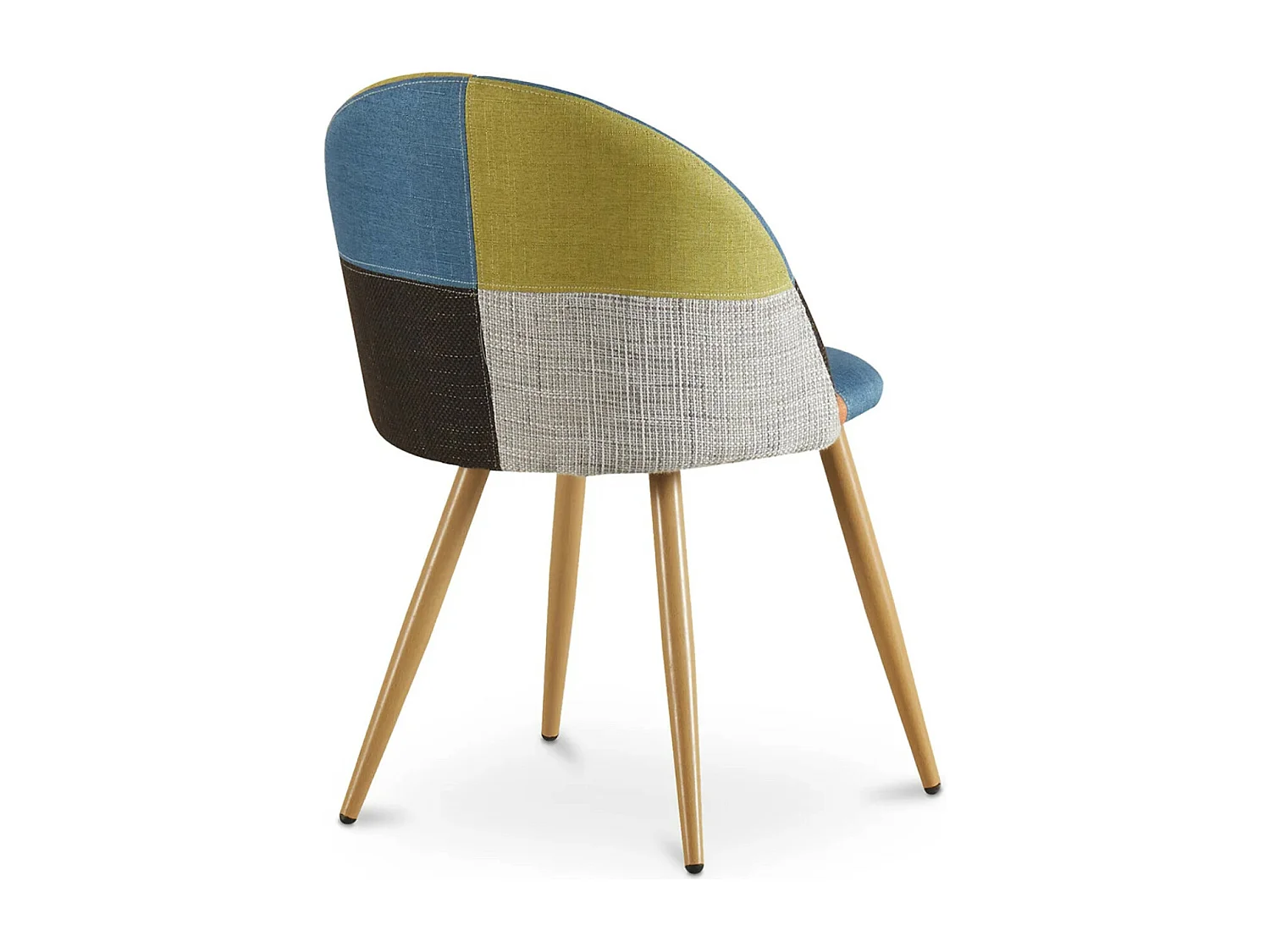 Chaise patchwork multicouleurs clair et pieds hêtre massif clair Davy