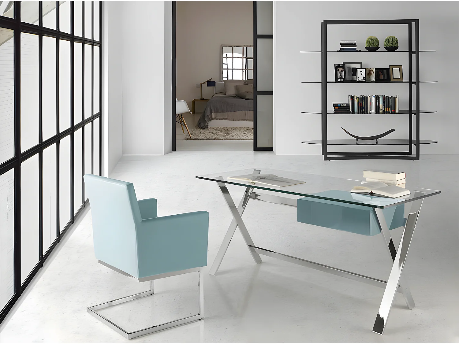 Fauteuil capitonné simili cuir et pieds acier chromé Body-Couleur Aqua 18 Taupe foncé