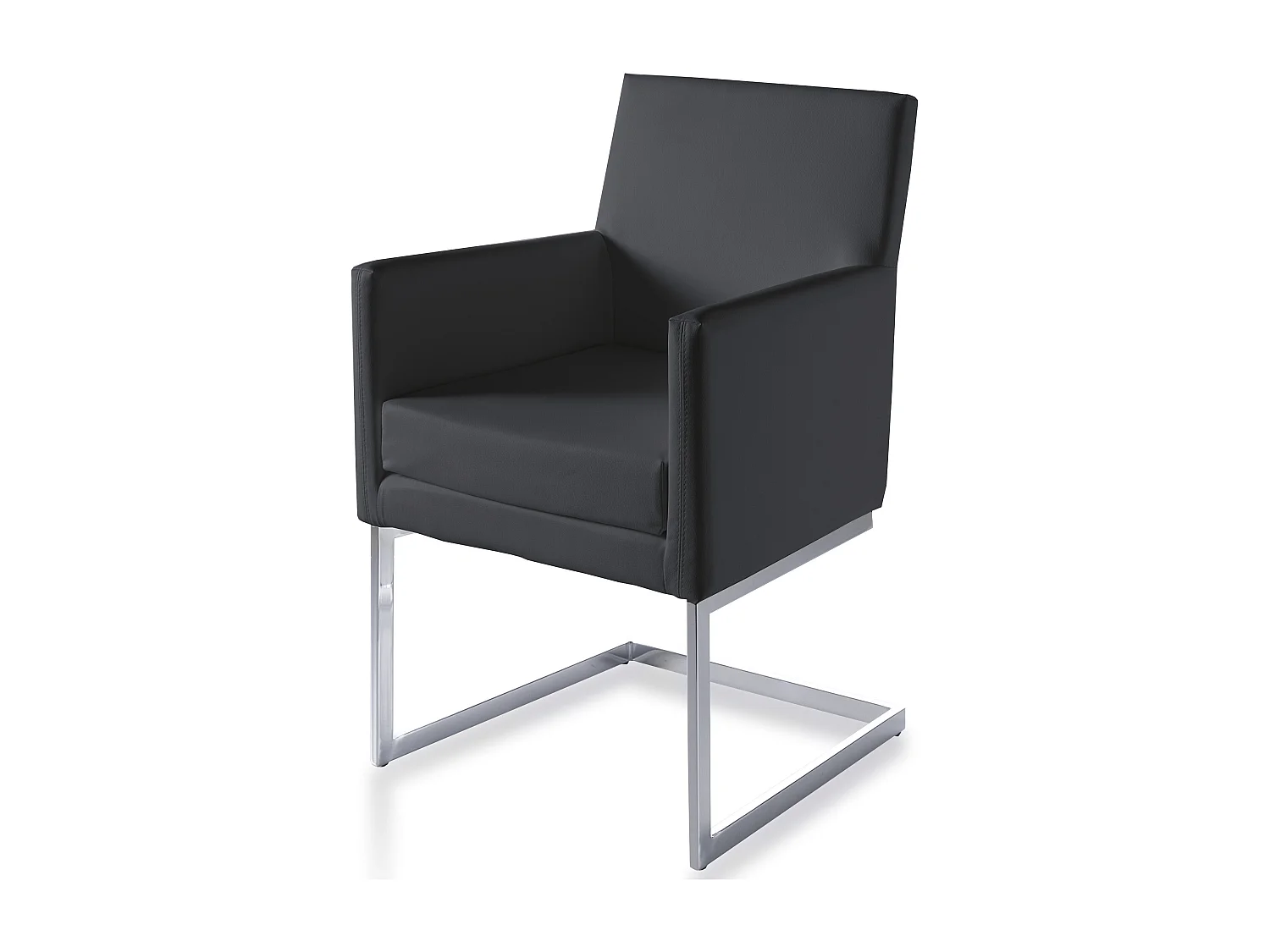 Fauteuil capitonné simili cuir et pieds acier chromé Body-Couleur Aqua 75 Gris anthracite