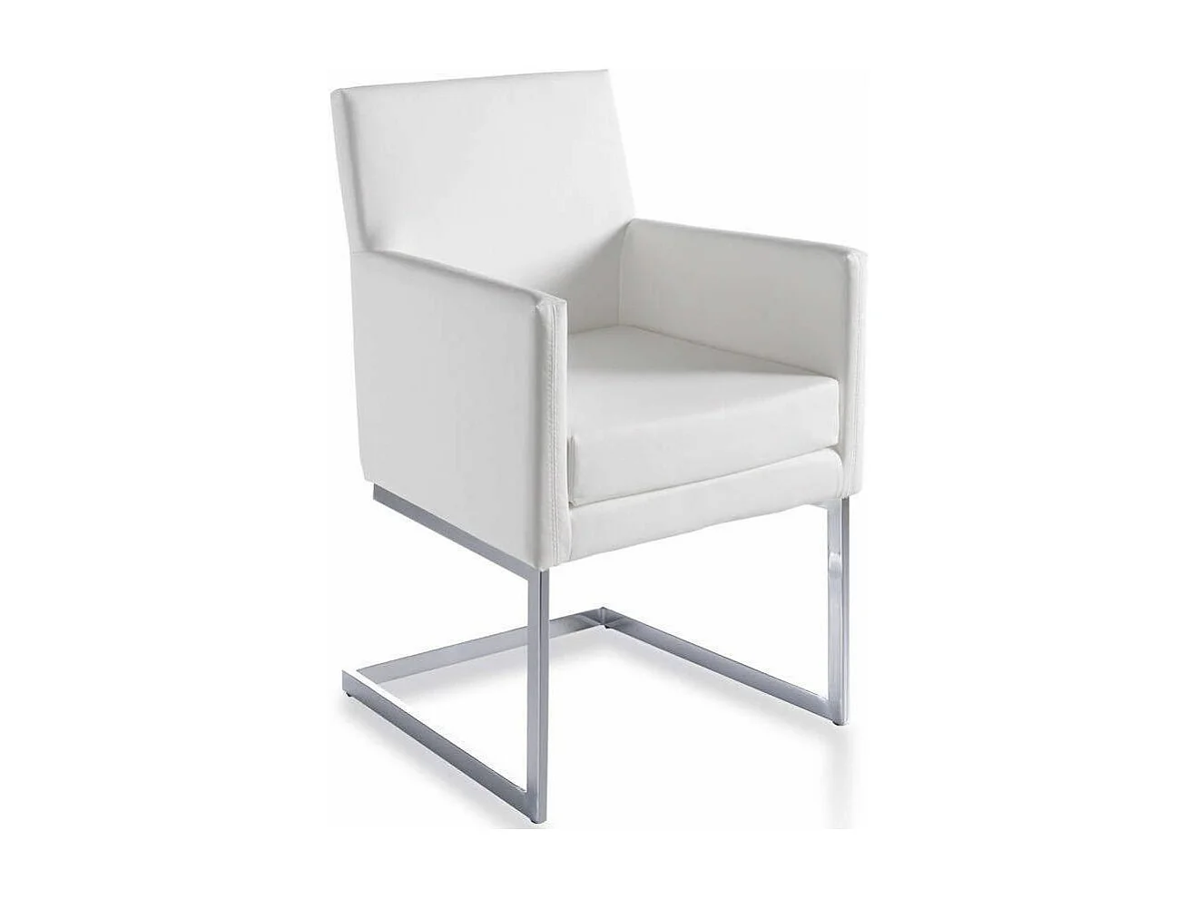 Fauteuil capitonné simili cuir et pieds acier chromé Body-Couleur Aqua 75 Gris anthracite