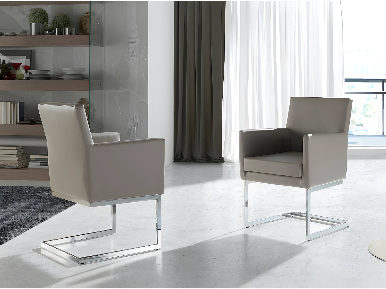 Fauteuil capitonné simili cuir et pieds acier chromé Body-Couleur Aqua 24 Fuchsia