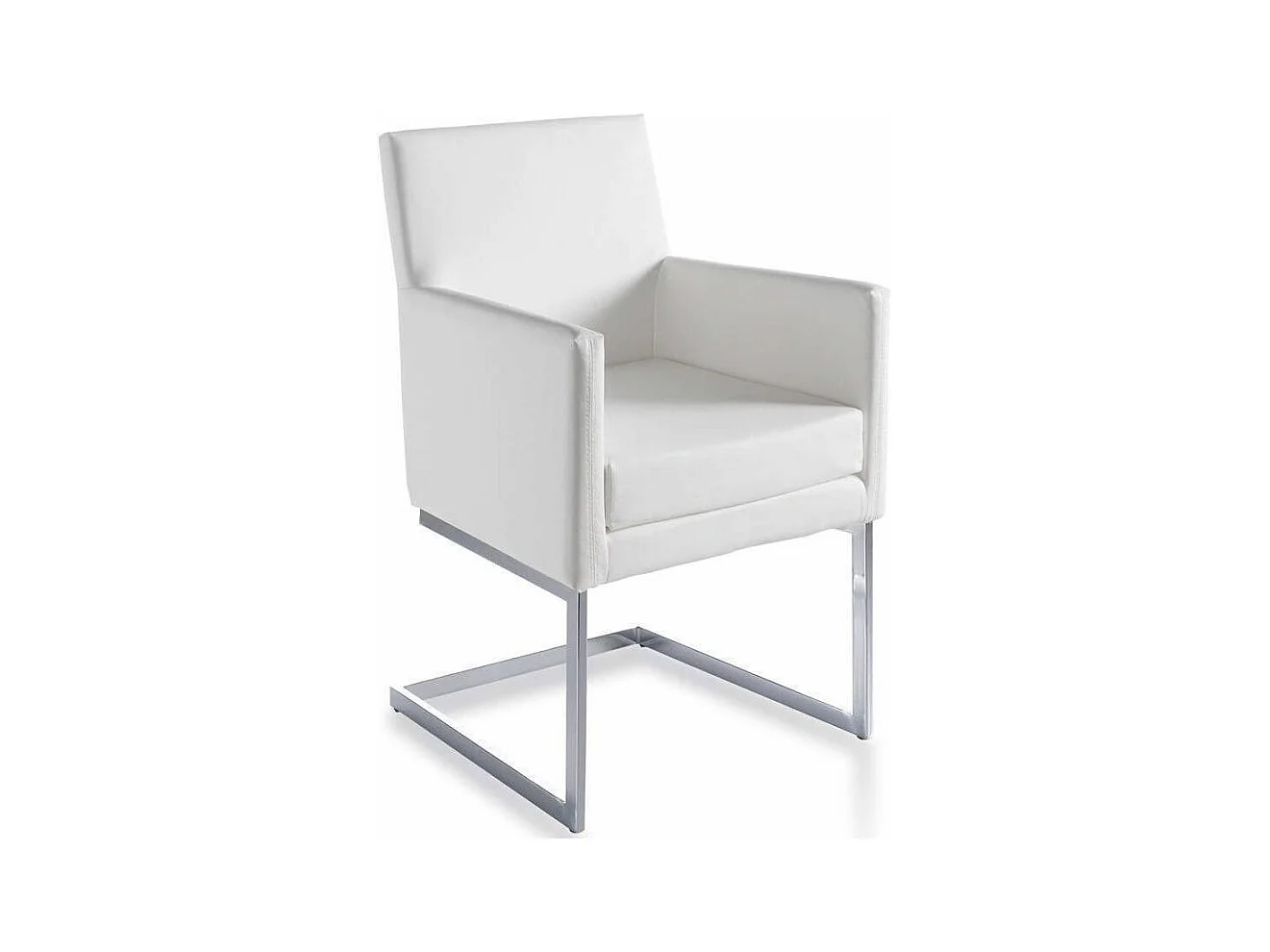 Met kunstleer beklede fauteuil en chroomstalen poten-Kleur Aqua04 Beige