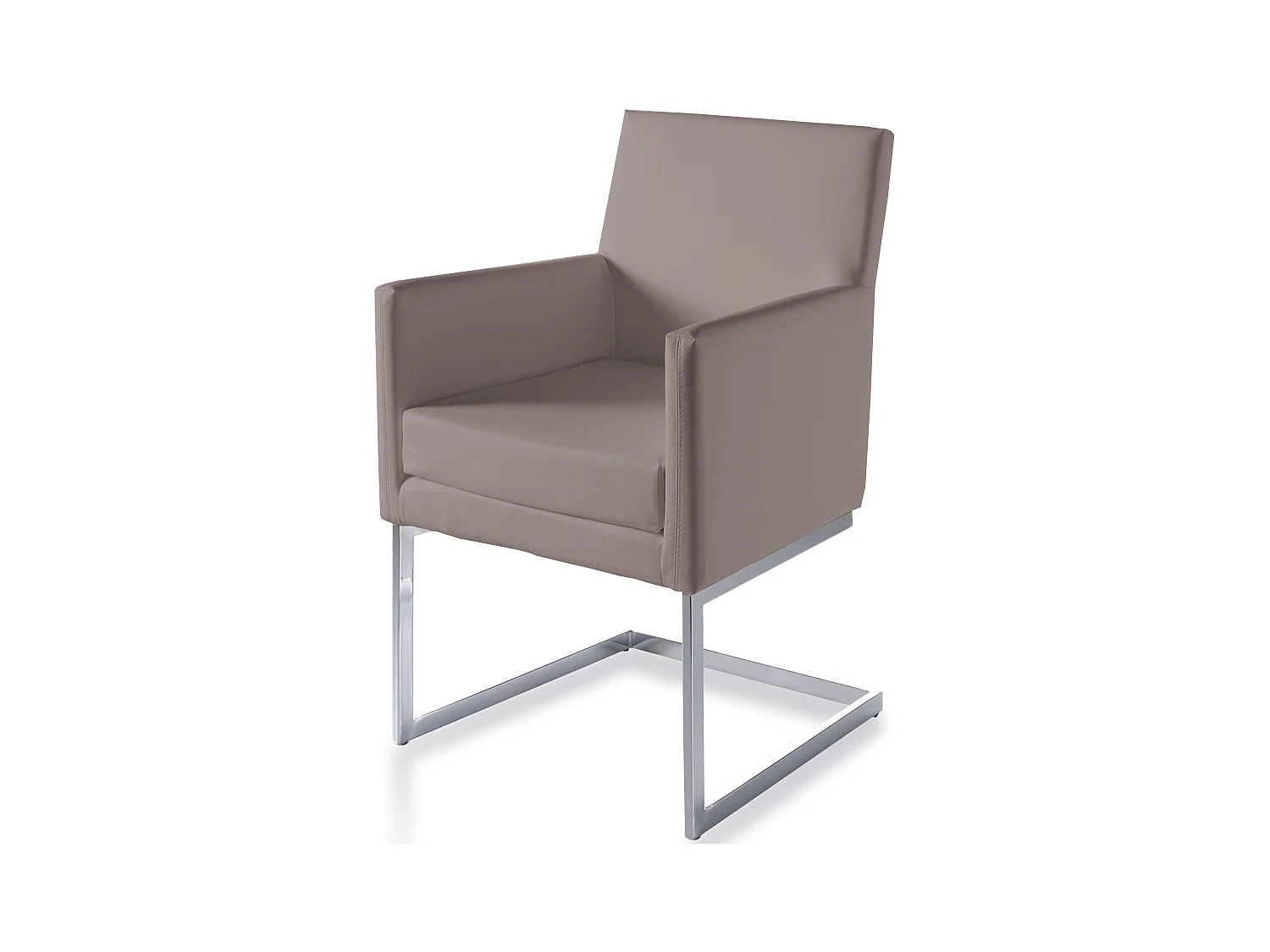 Sillón con cuerpo acolchado en piel sintética y patas de acero cromado.-Color Aqua 04 Beige