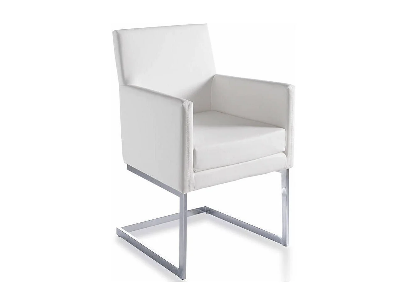Fauteuil capitonné simili cuir et pieds acier chromé Body-Couleur Aqua 71 Gris clair