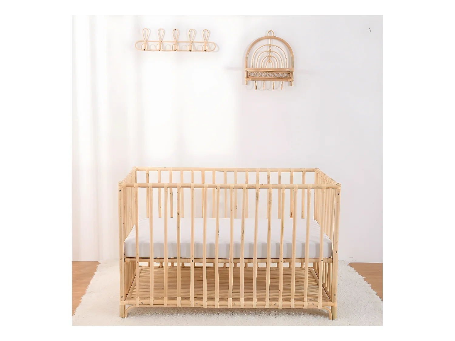 Lit évolutif 70x140 cododo rotin naturel