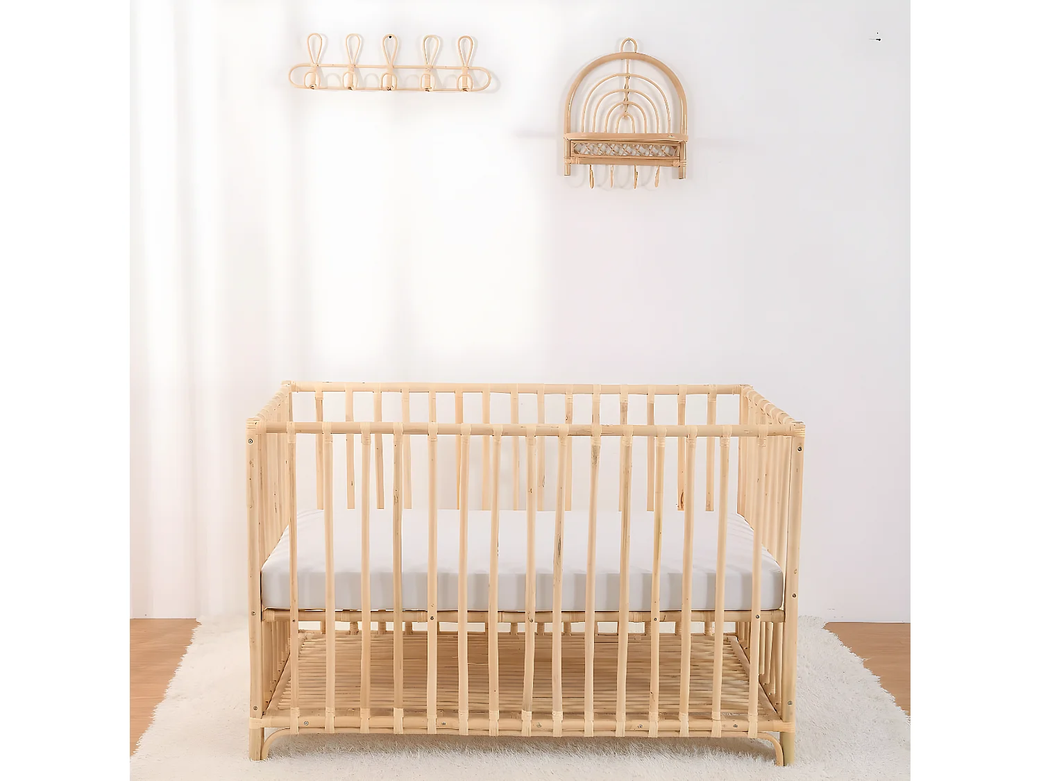 Lit évolutif 70x140 cododo rotin naturel