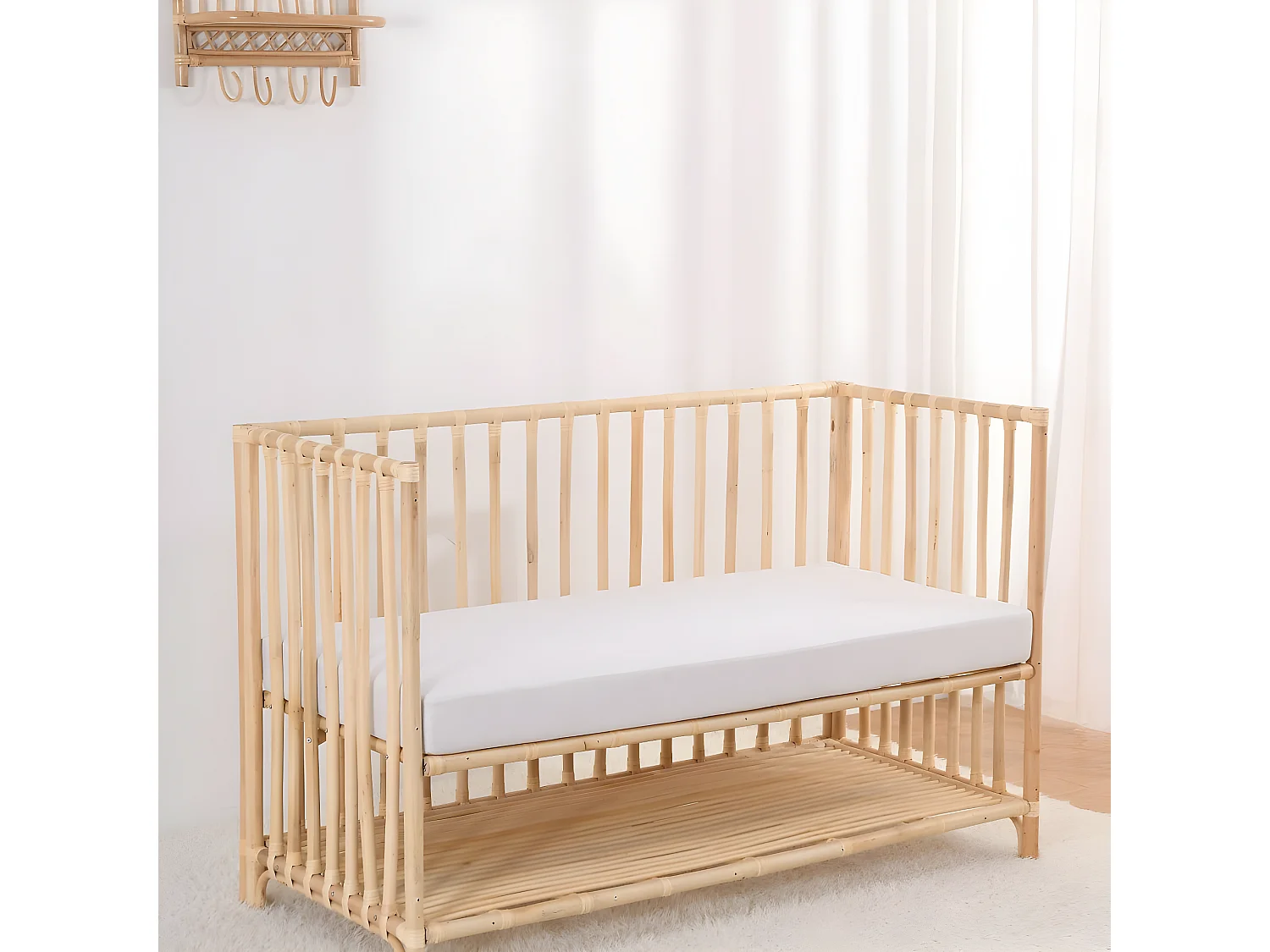 Lit évolutif 70x140 cododo rotin naturel
