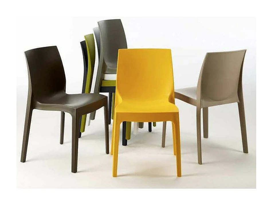 Chaise empilable moderne Romia-Couleur Beige clair