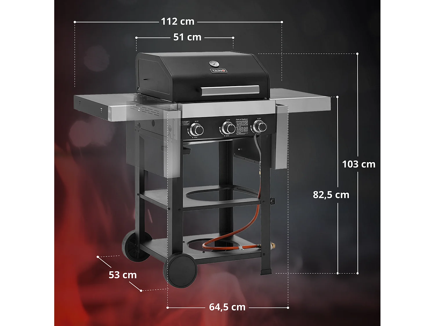 GASGRILL WABAYA 3+0 Schwarz