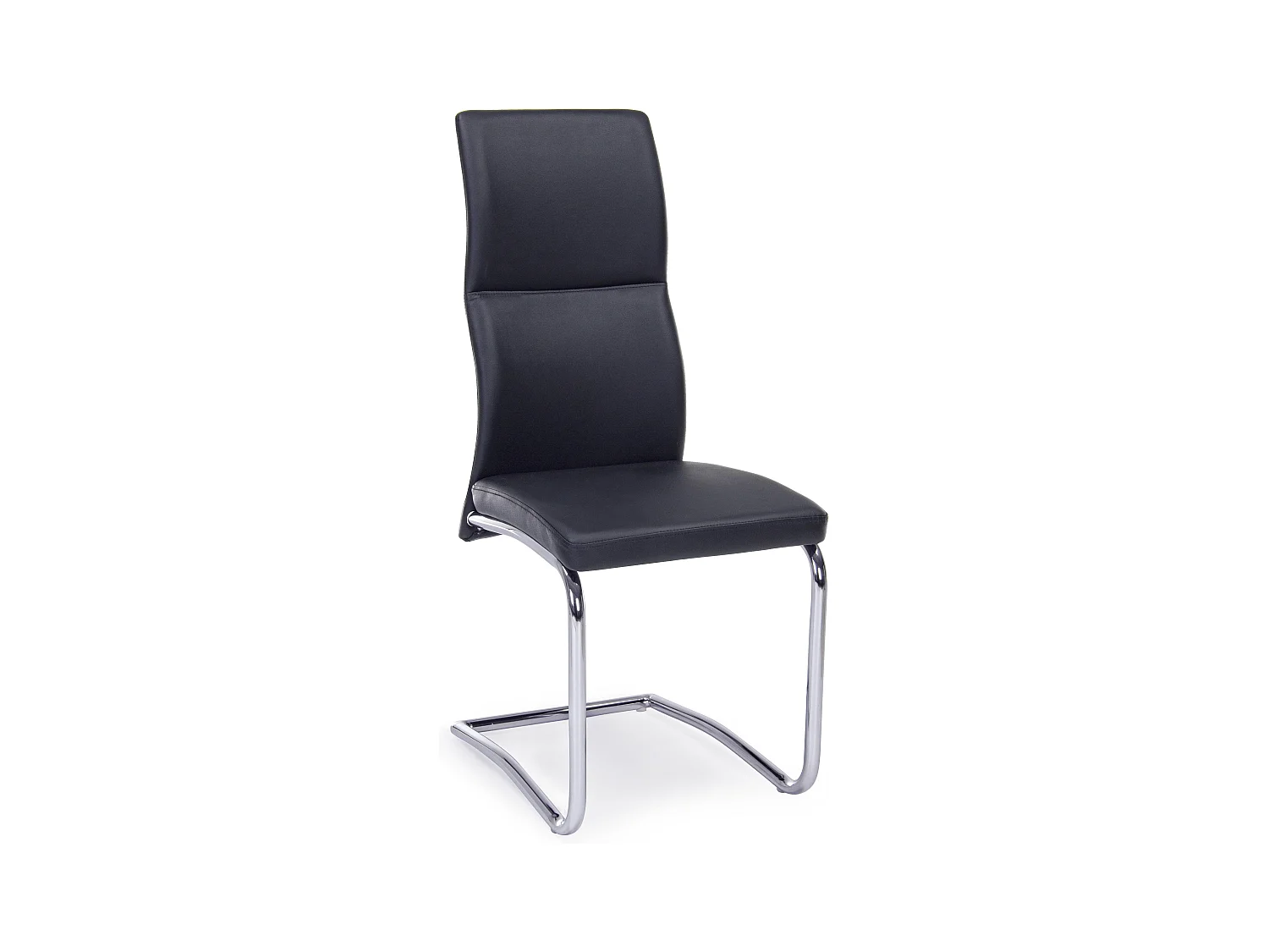 Lot de 4 chaises en simili cuir avec pieds acier chromé - Collection Thelma-Couleur Noir