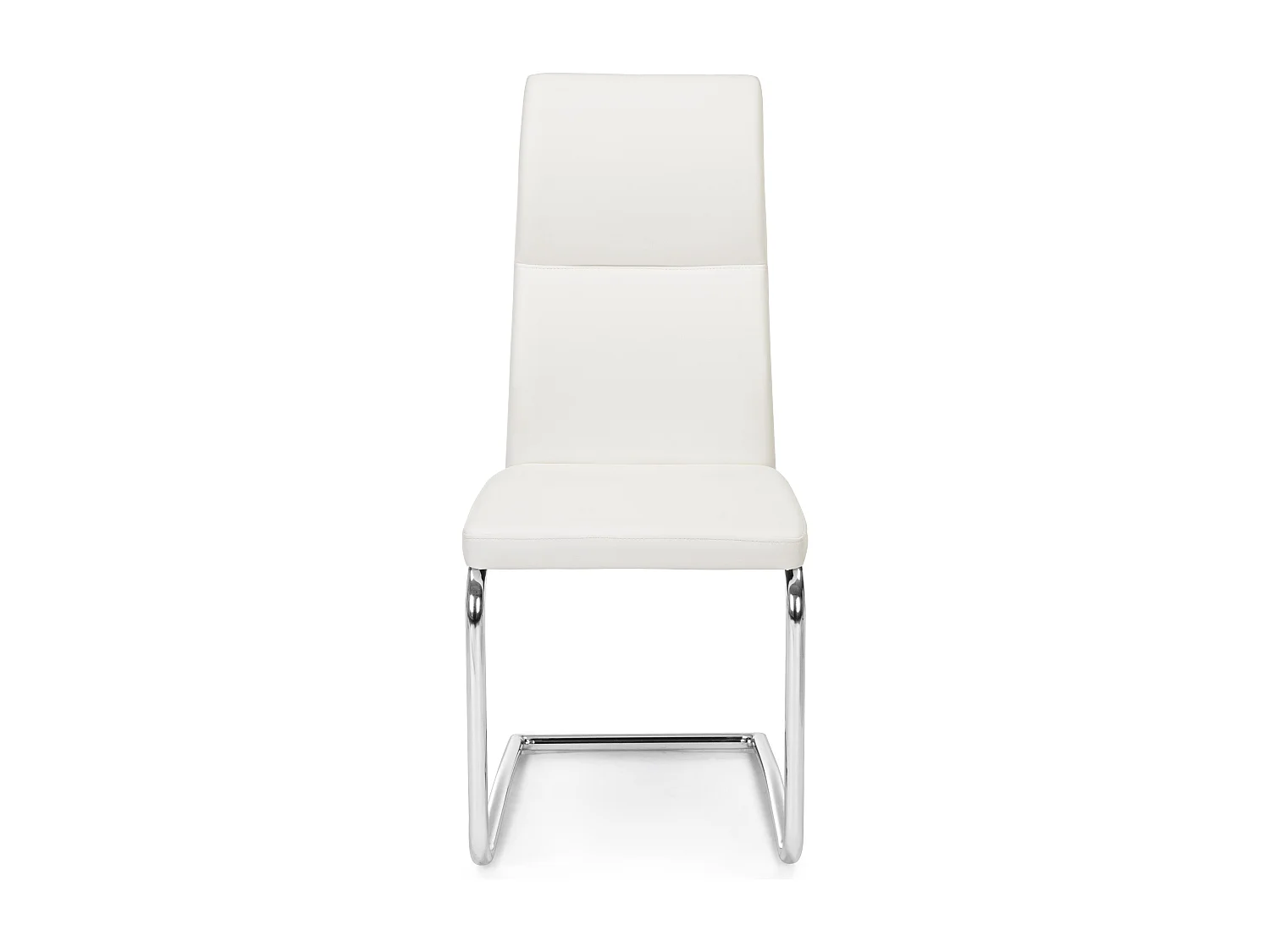 Lot de 4 chaises en simili cuir avec pieds acier chromé - Collection Thelma-Couleur Blanc