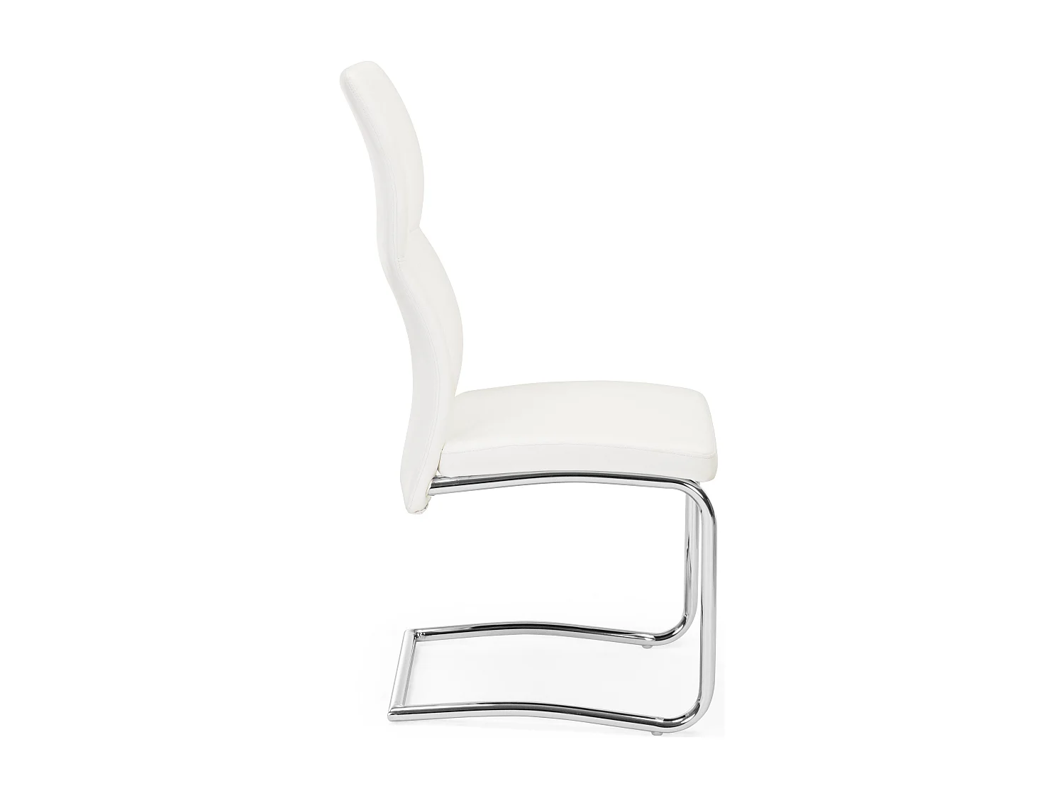 Lot de 4 chaises en simili cuir avec pieds acier chromé - Collection Thelma-Couleur Blanc