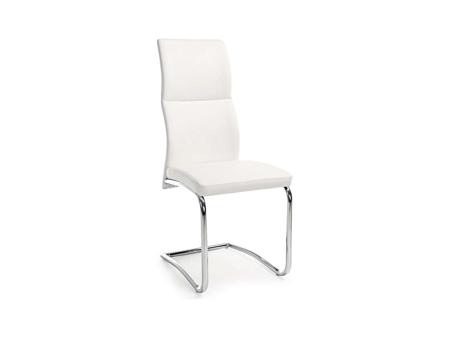 Lot de 4 chaises en simili cuir avec pieds acier chromé - Collection Thelma-Couleur Blanc
