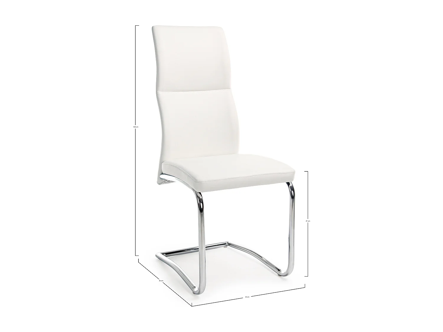 Thelma stalen stoel en witte kunstleren zitting - Set van 4