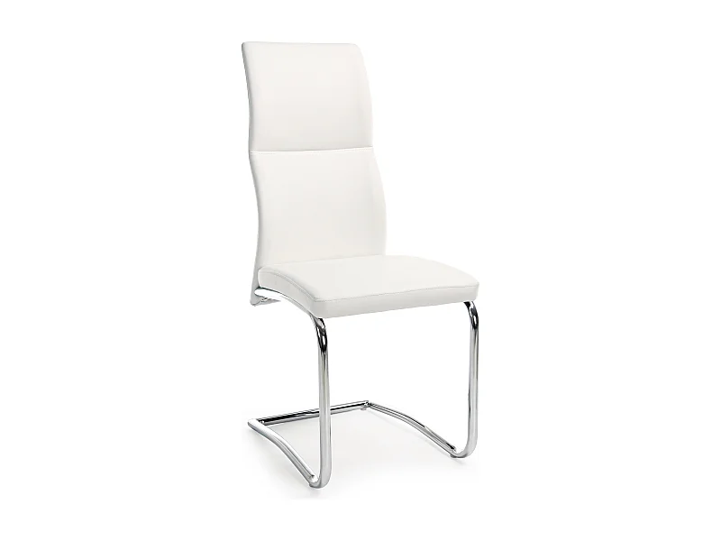 Lot de 4 chaises en simili cuir avec pieds acier chromé - Collection Thelma-Couleur Blanc