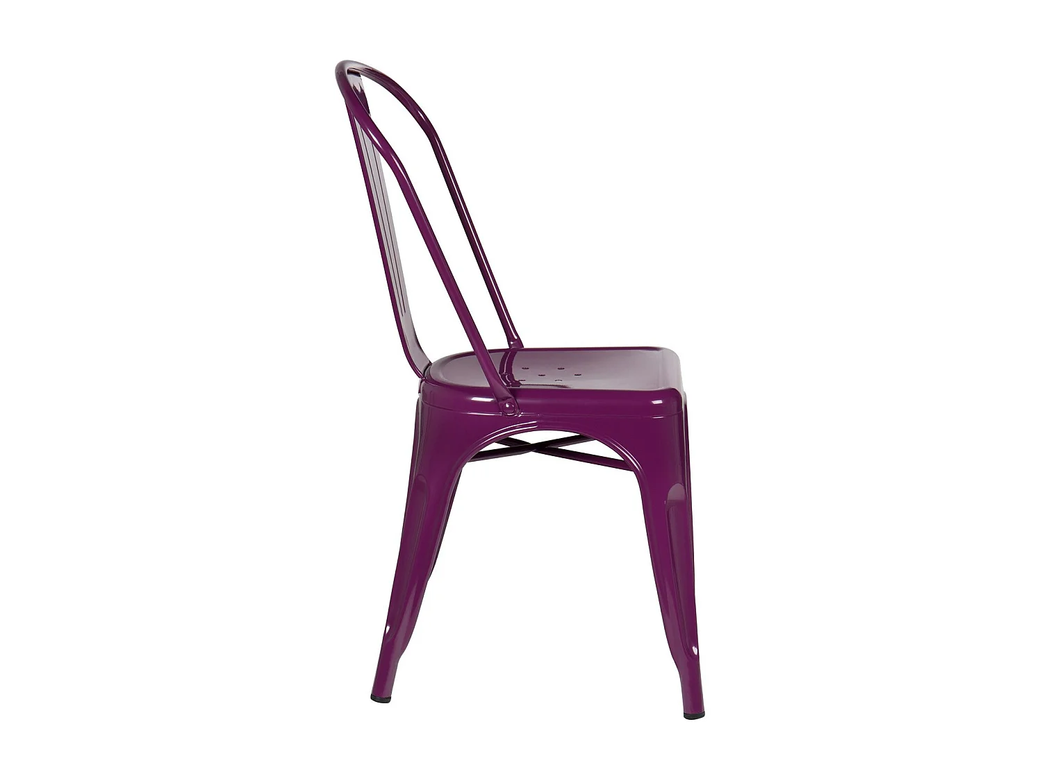Silla industrial de acero brillante Kontoir, negra-Color Violeta