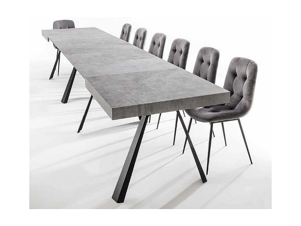 Chaise design velours capitonné et métal noir Karaz - Lot de 4-Couleur Gris foncé