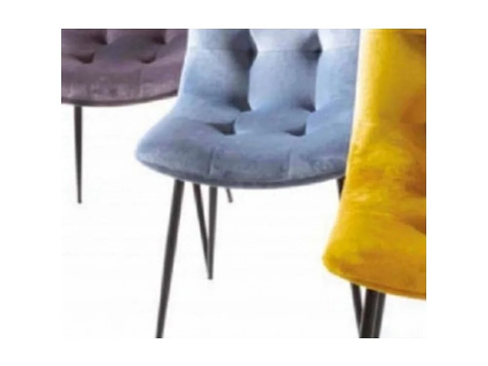 Chaise design velours capitonné et métal noir Karaz - Lot de 4-Couleur Gris foncé