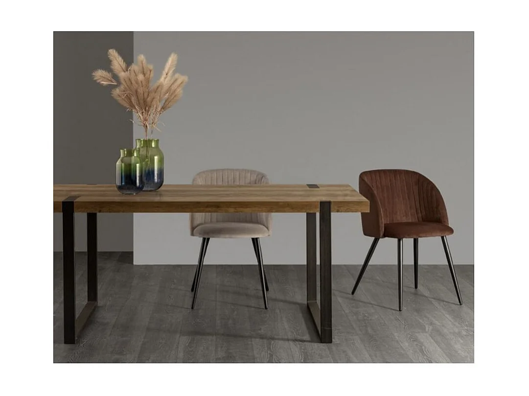 Lot de 2 chaises Quentin en velours rembourré - Confort moderne-Couleur Gris