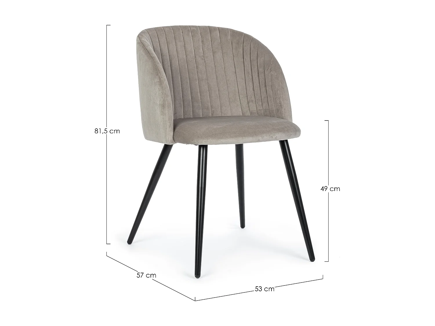 Lot de 2 chaises Quentin en velours rembourré - Confort moderne-Couleur Gris