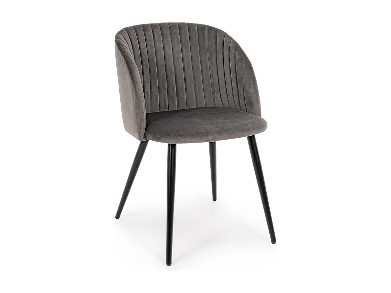 Lot de 2 chaises Quentin en velours rembourré - Confort moderne-Couleur Gris