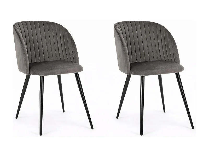 Lot de 2 chaises QUEEN – Velours ultra doux & confort premium-Gris