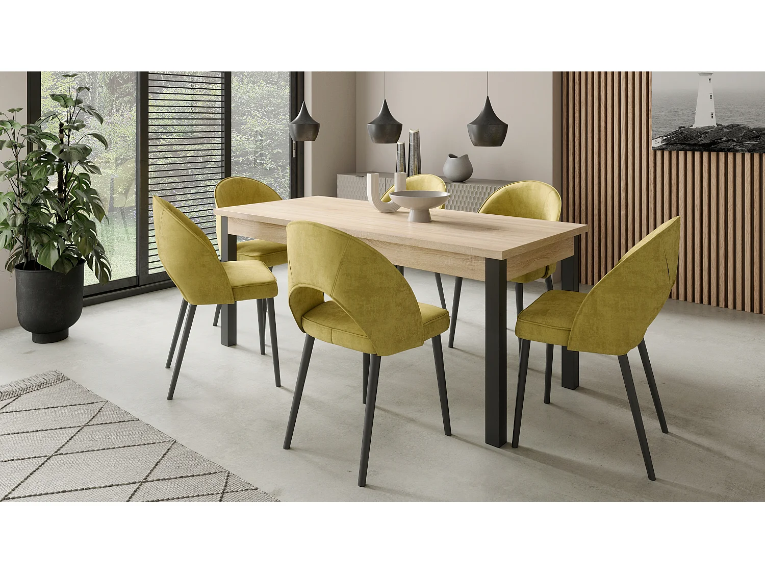 Chaise moderne en bois noir de hêtre et tissu au choix Cekuza-Tissu 27117