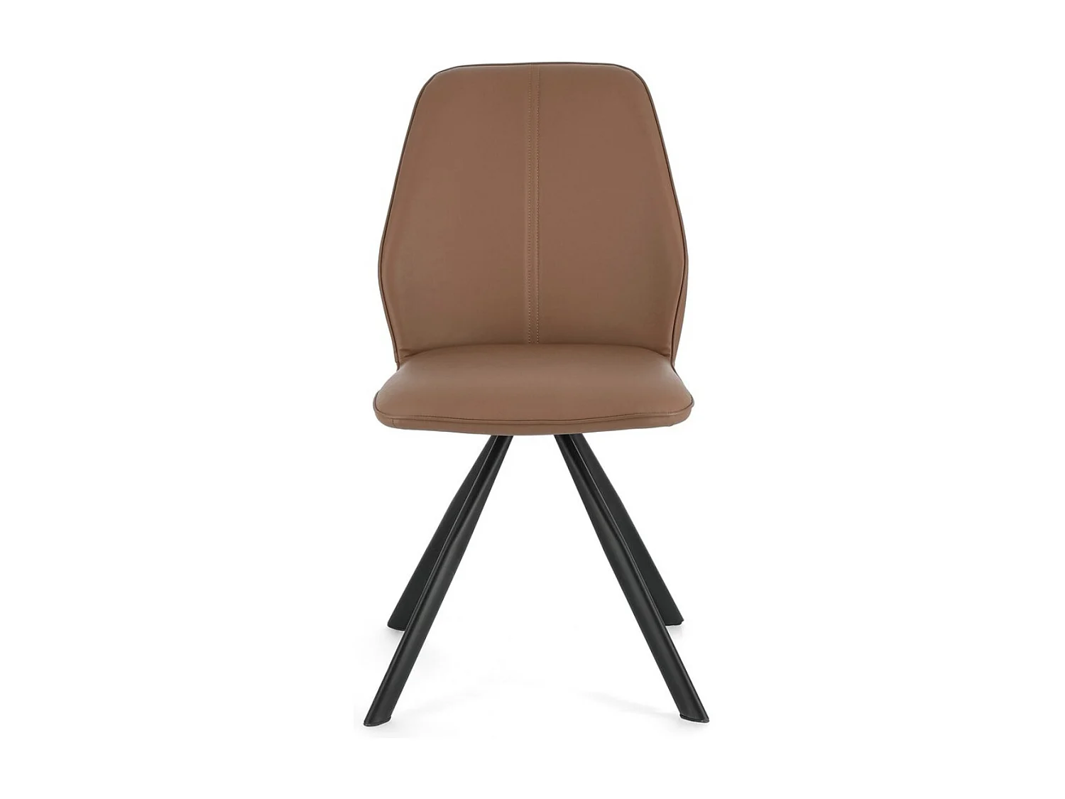 Lot de 4 chaises modernes en simili cuir et pieds acier chromé - Modèle Axelle-Couleur Marron