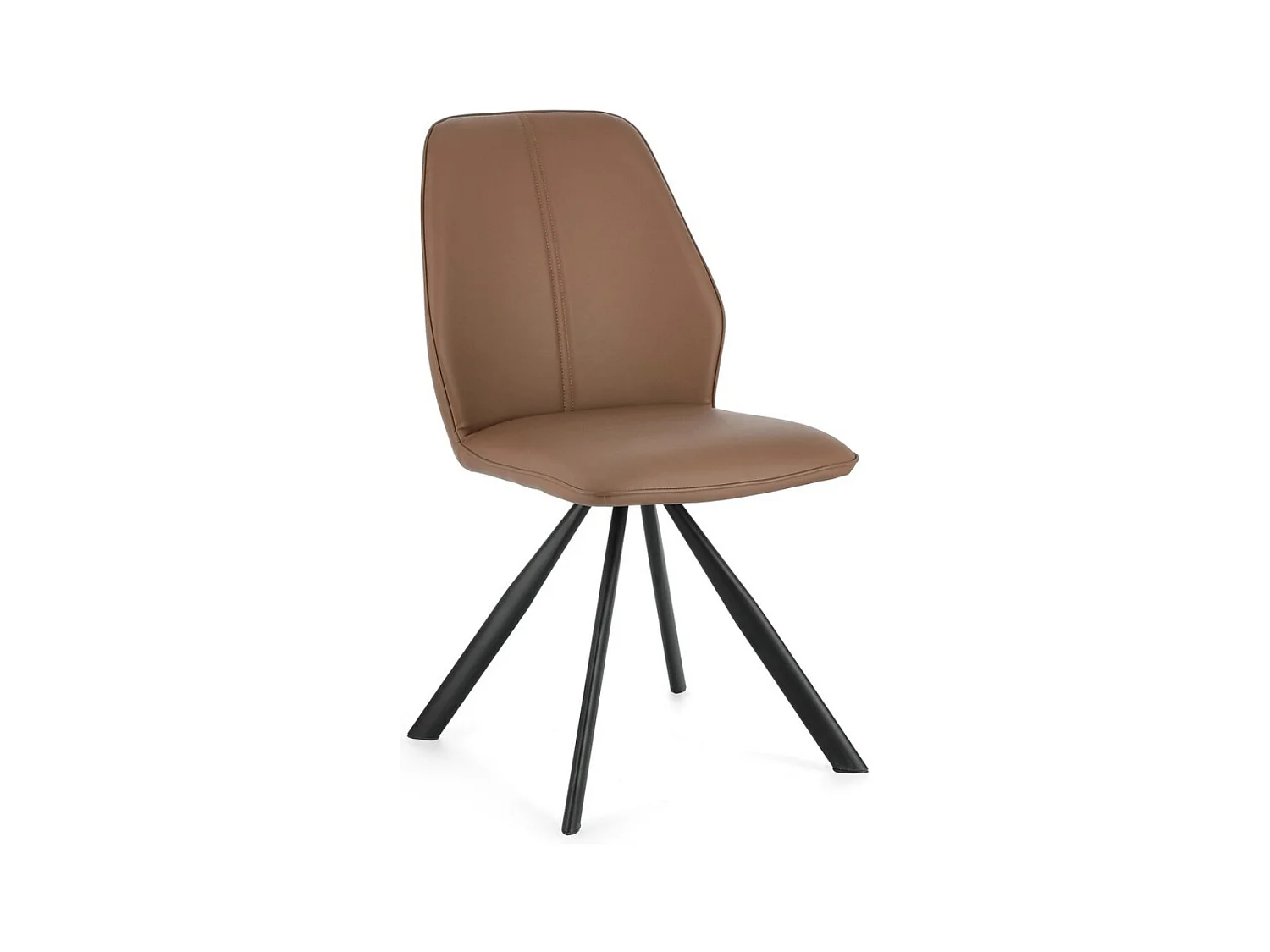 Set van 4 moderne stoelen in imitatieleer met verchroomde stalen poten - model Axelle-Kleur Bruin