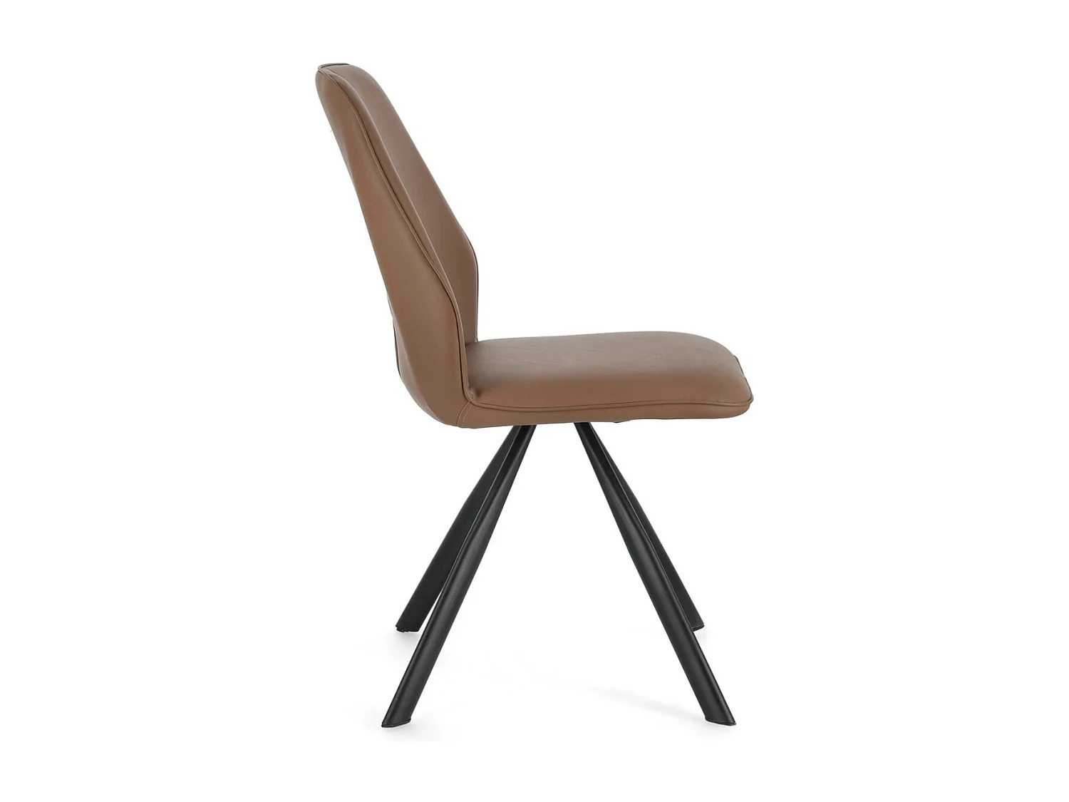 Lot de 4 chaises modernes en simili cuir et pieds acier chromé - Modèle Axelle-Couleur Marron