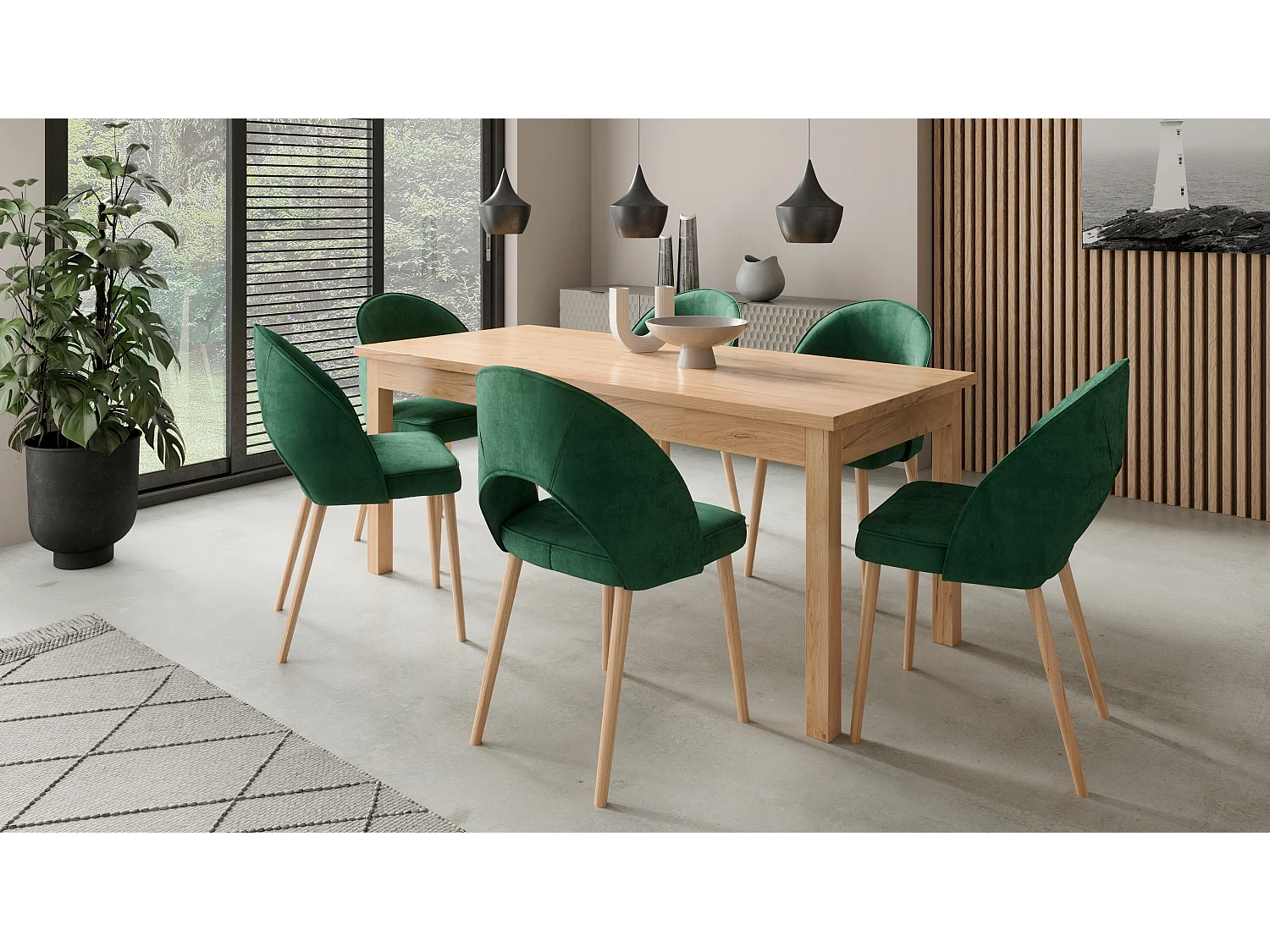 Chaise moderne en bois naturel de hêtre et tissu au choix Cekuza-Tissu 27126