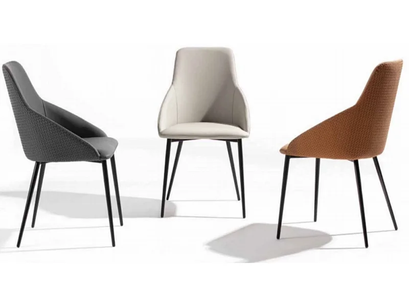 Chaise en faux cuir et acier laqué noir Sakay - Lot de 2-Couleur Marron