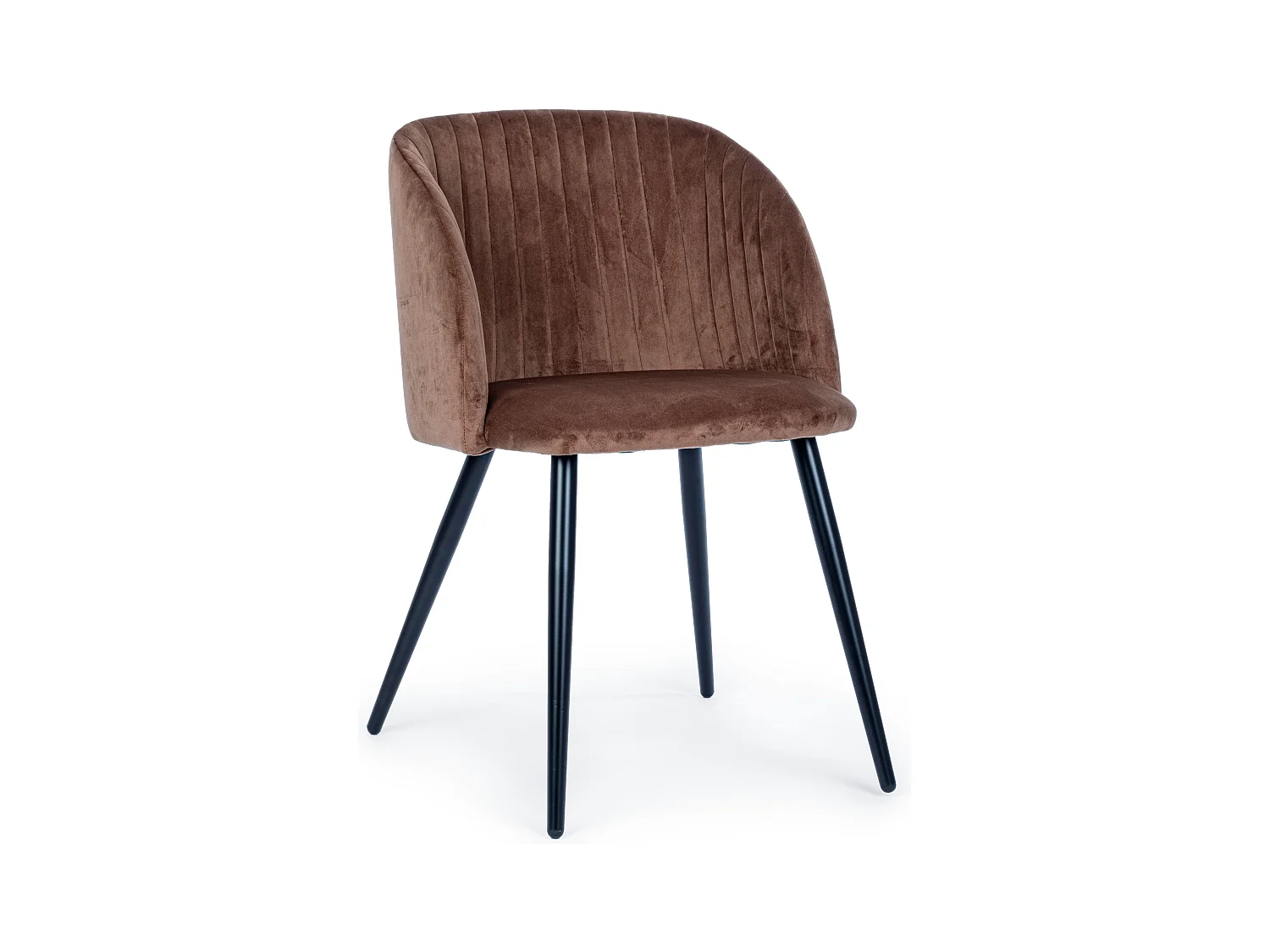 Lot de 2 chaises Quentin en velours rembourré - Confort moderne-Couleur Marron