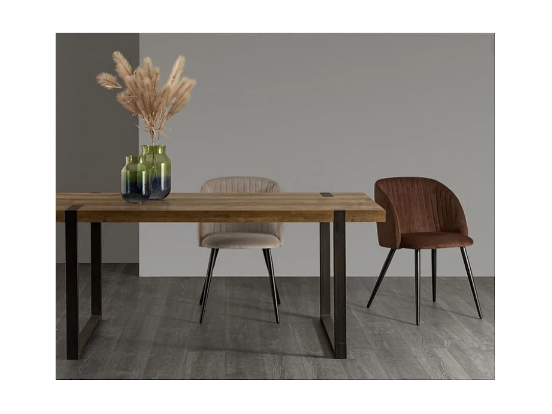 Lot de 2 chaises Quentin en velours rembourré - Confort moderne-Couleur Marron