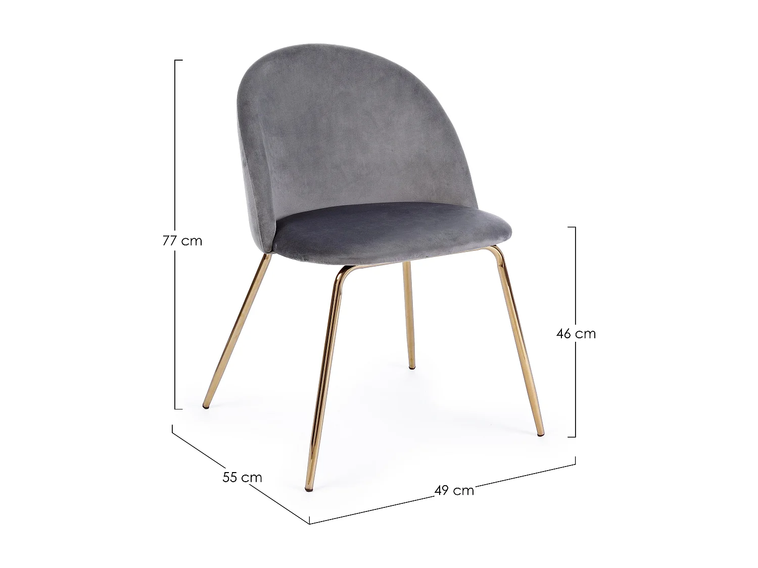 Lot de 4 chaises en velours Tanya – Élégance et Confort-Couleur Gris foncé