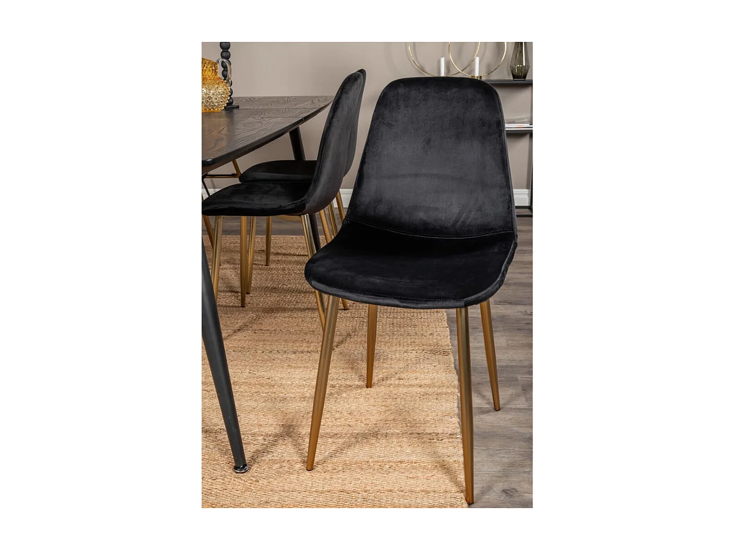 Eetkamerstoelen 2 st Polar fluweel zwart en messing