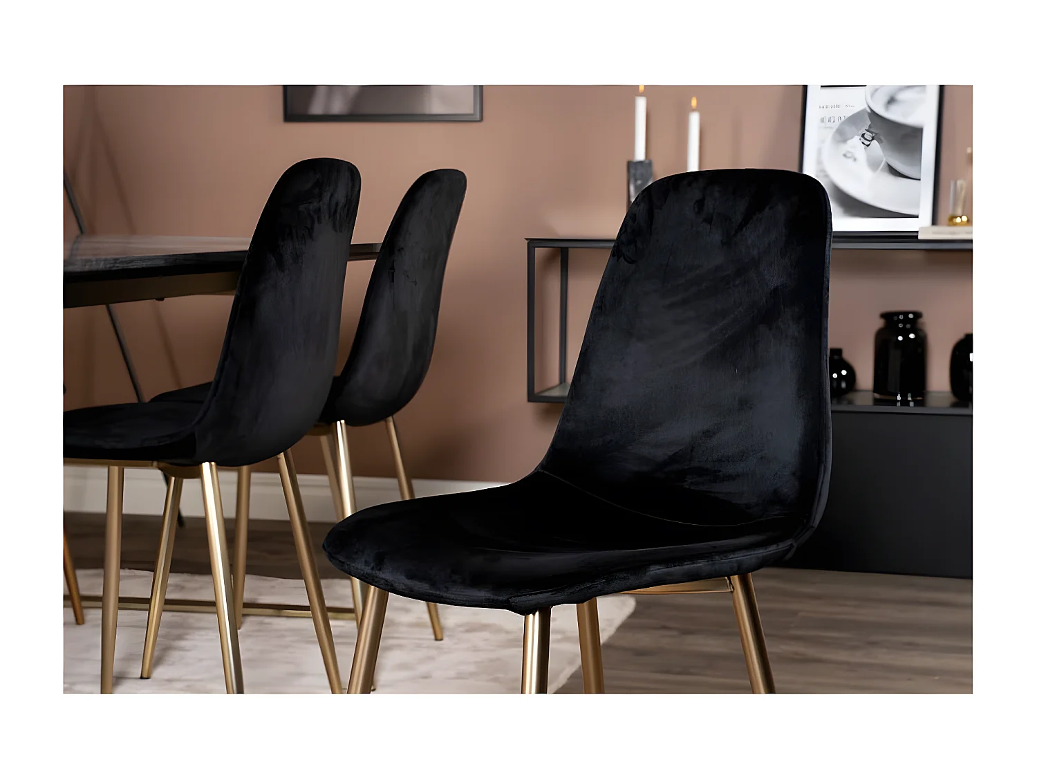 Eetkamerstoelen 2 st Polar fluweel zwart en messing