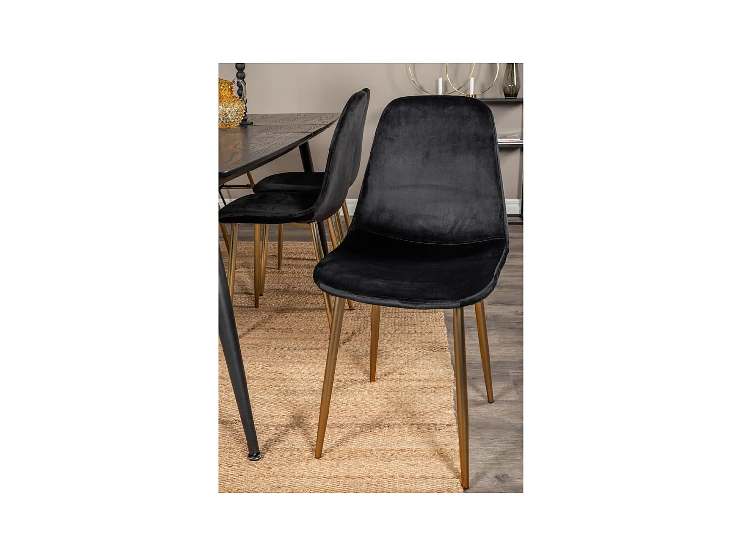 Eetkamerstoelen 2 st Polar fluweel zwart en messing