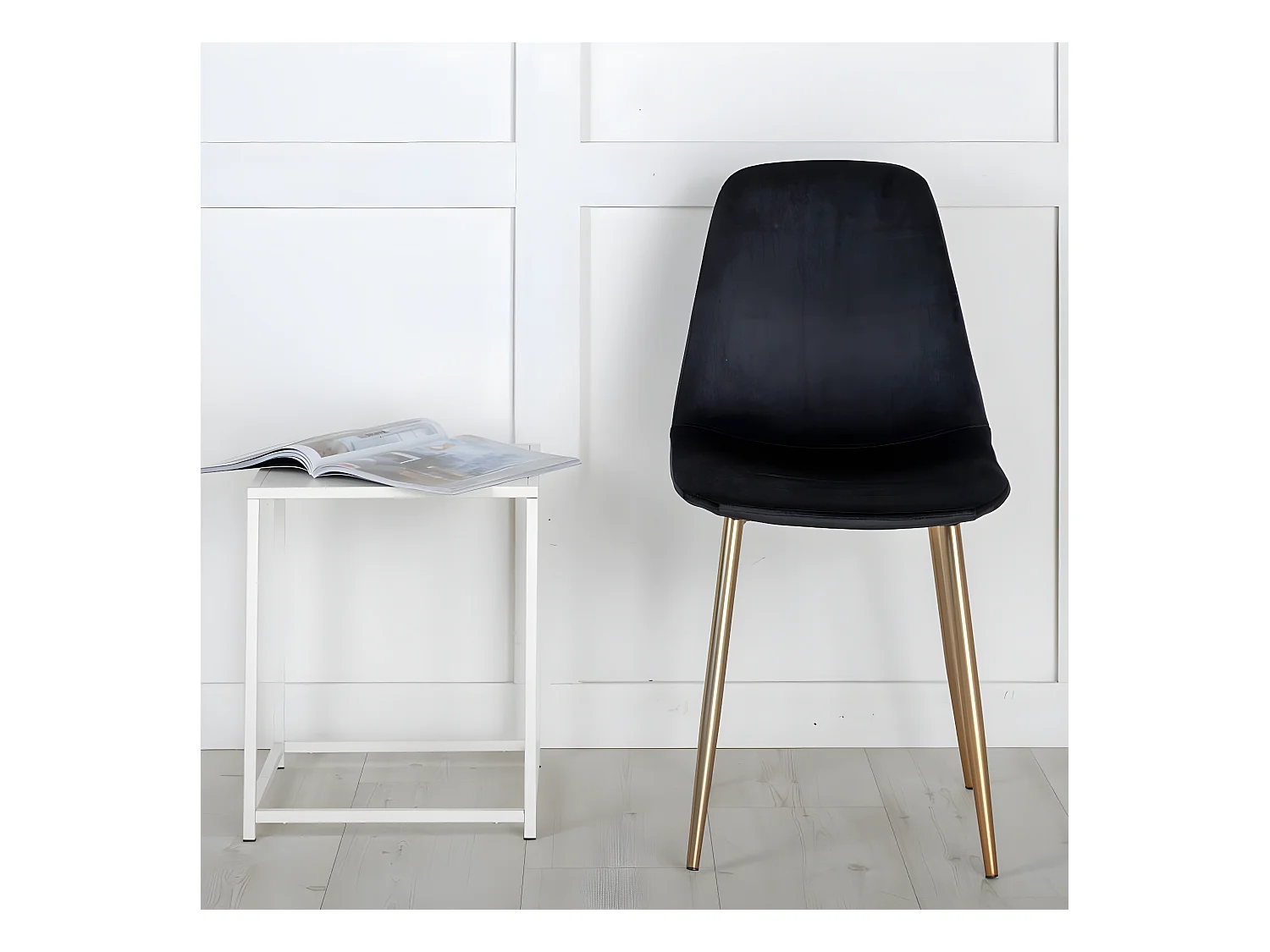 Eetkamerstoelen 2 st Polar fluweel zwart en messing