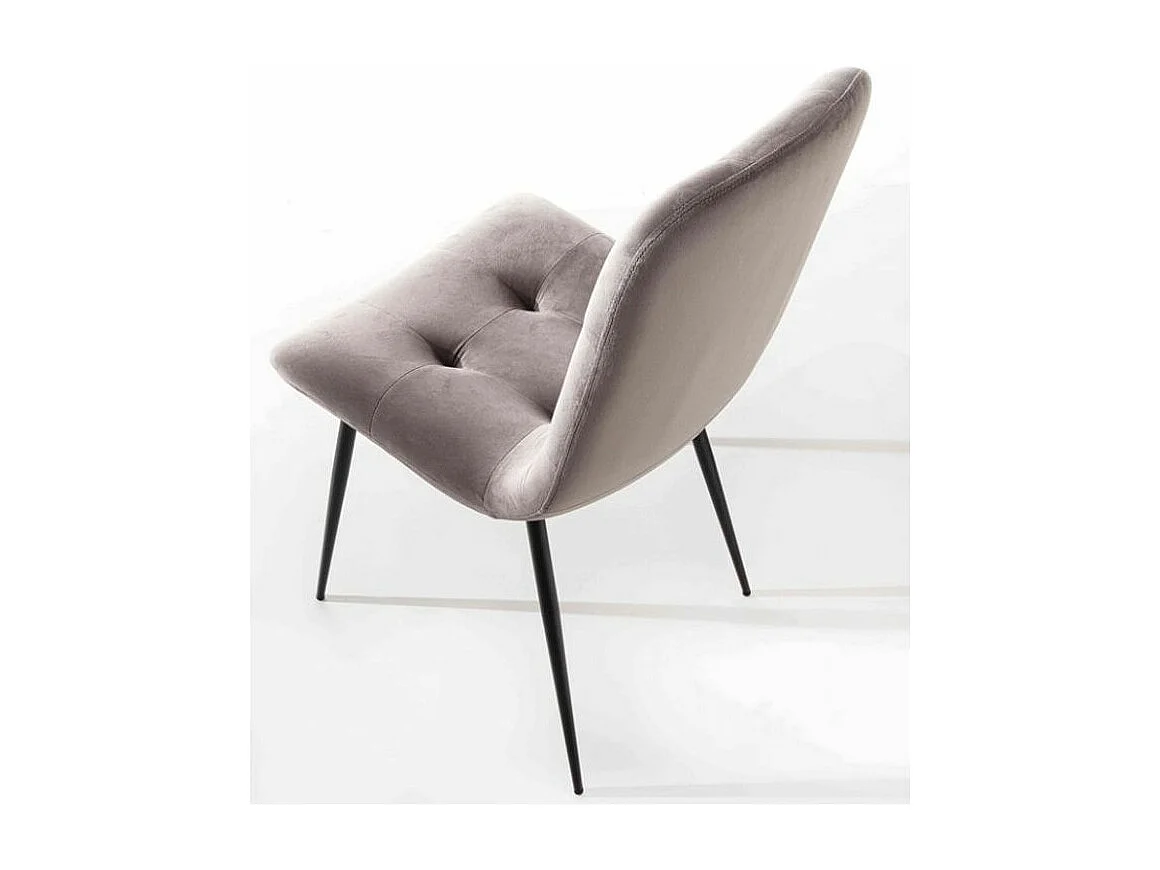 Chaise design velours capitonné et métal noir Karaz - Lot de 4-Couleur Brique