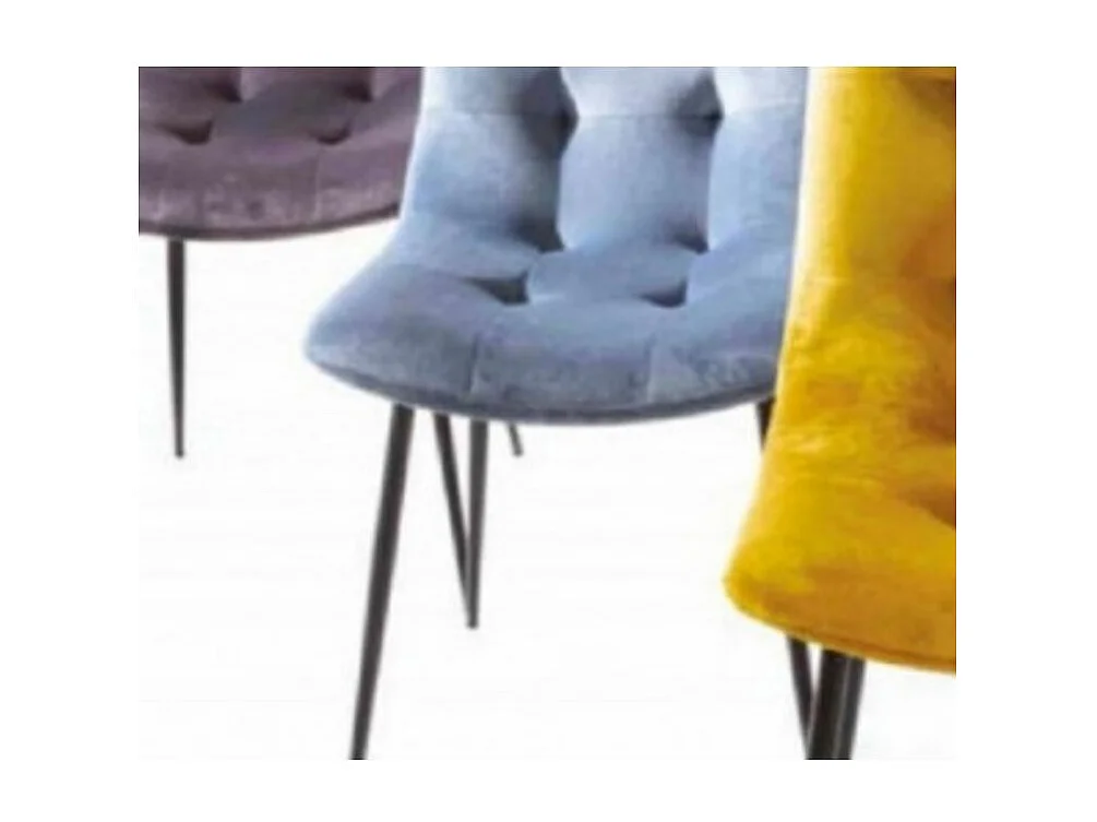 Chaise design velours capitonné et métal noir Karaz - Lot de 4-Couleur Brique