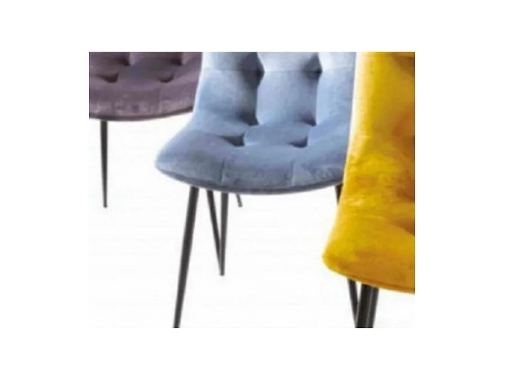 Chaise design velours capitonné et métal noir Karaz - Lot de 4-Couleur Beige clair