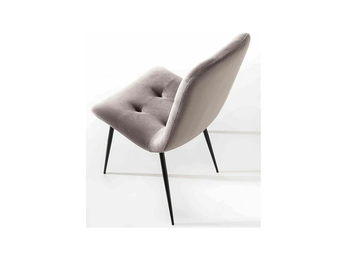 Chaise design velours capitonné et métal noir Karaz - Lot de 4-Couleur Beige clair