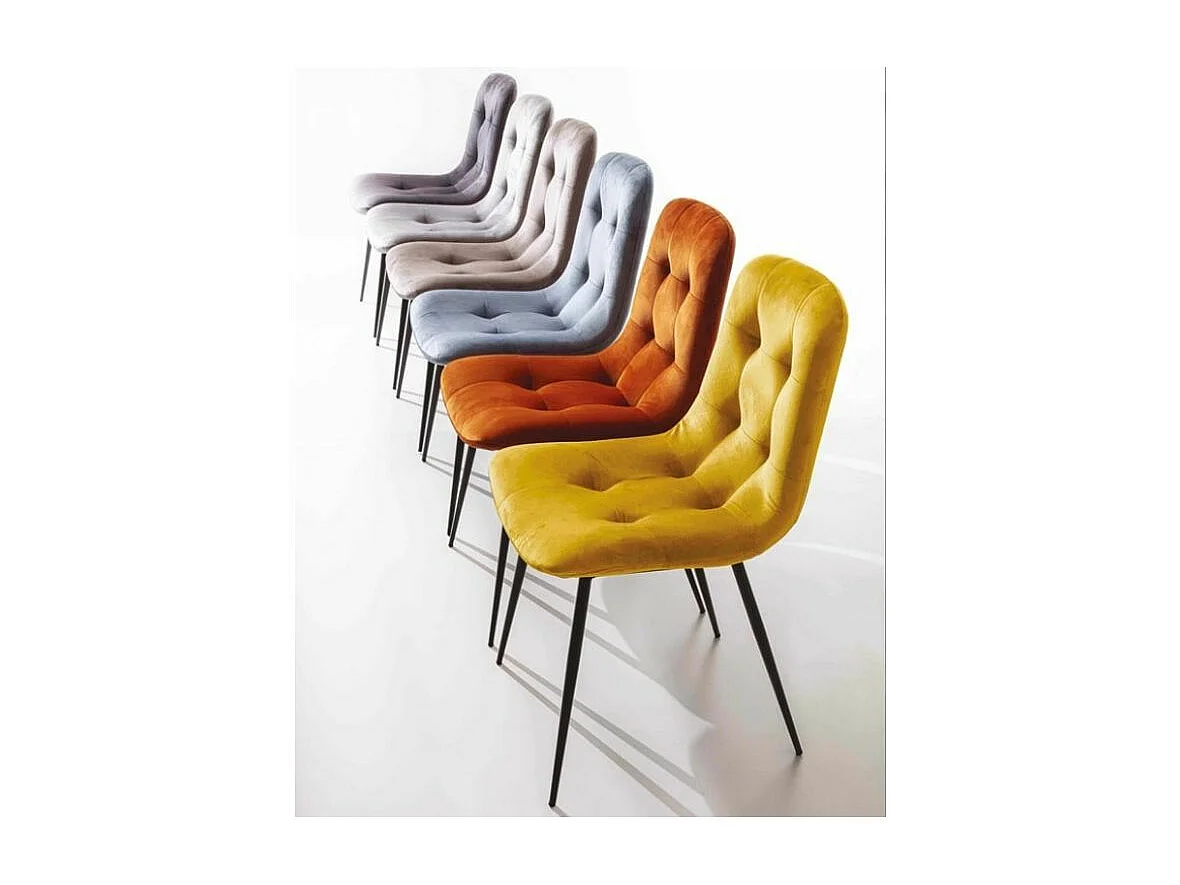 Karaz designer stoel met vulling van fluweel en zwart metaal - Set van 4-Kleur GEEL