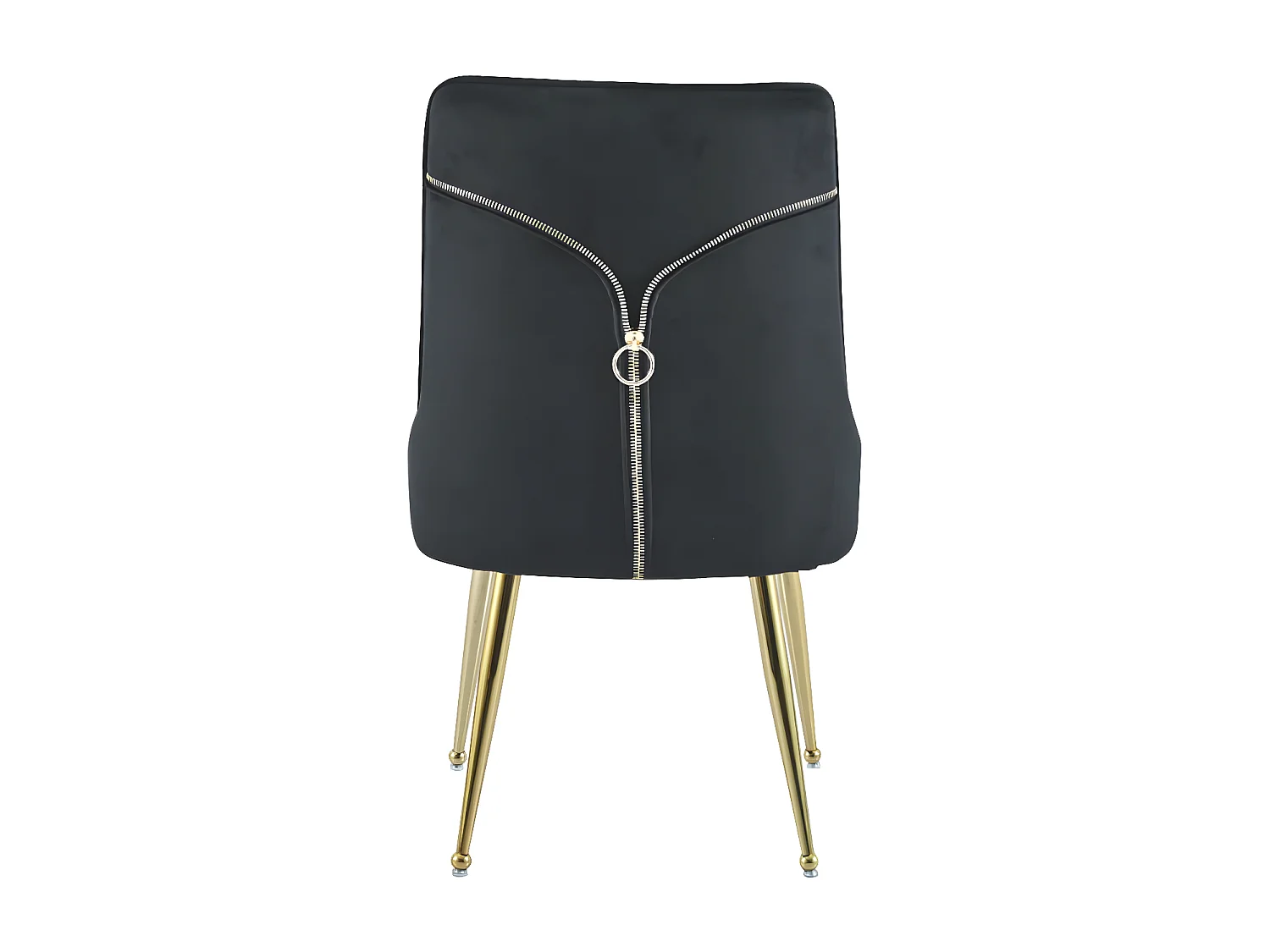 Chaise originale velours et pieds métal doré Farma - Lot de 2-Couleur Noir