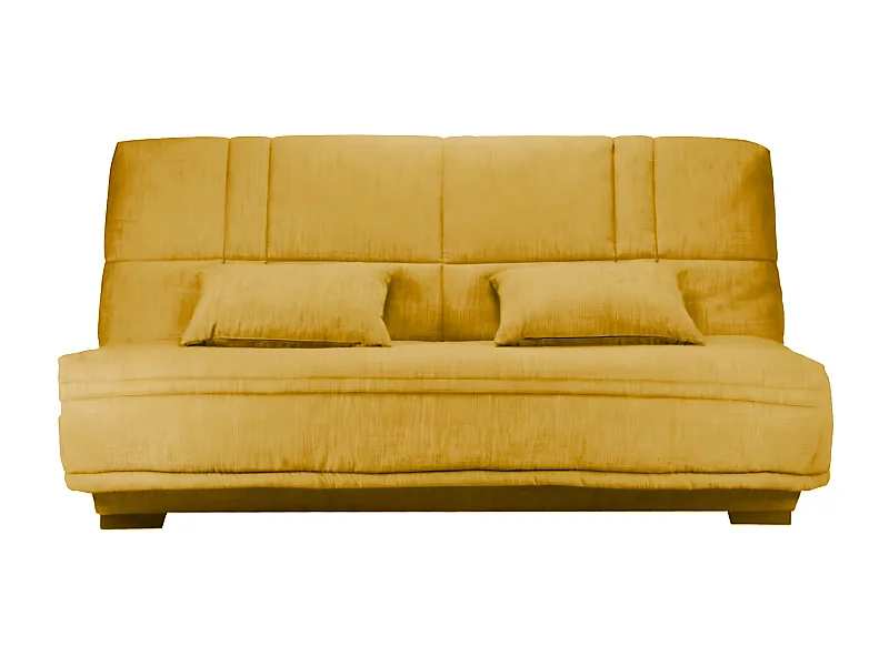 Canapé clic clac tissu avec rangement matelas Starlux 17cm Minel 207cm-Couleur Jaune curry