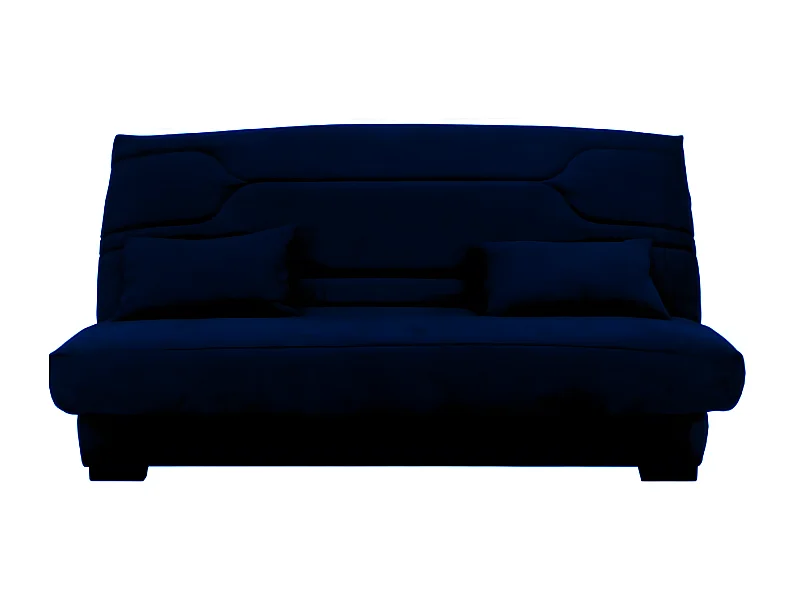 Canapé clic clac tissu avec rangement matelas Bultex 15cm Balkoa 207cm-Couleur Bleu foncé