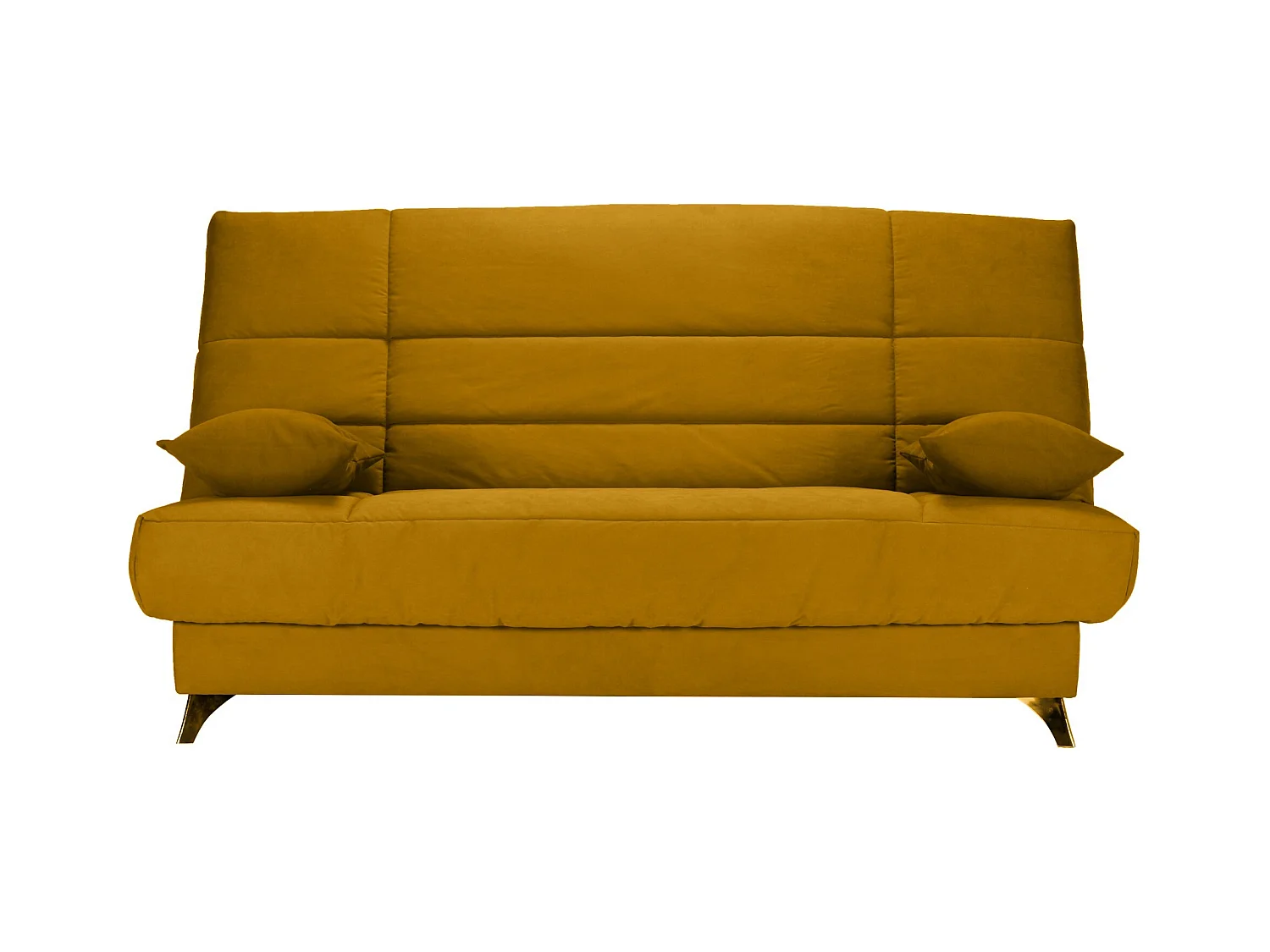 Banquette Clic-clac tissu 130x190 matelas Bultex 14cm avec rangement Belax-Couleur Jaune ambre