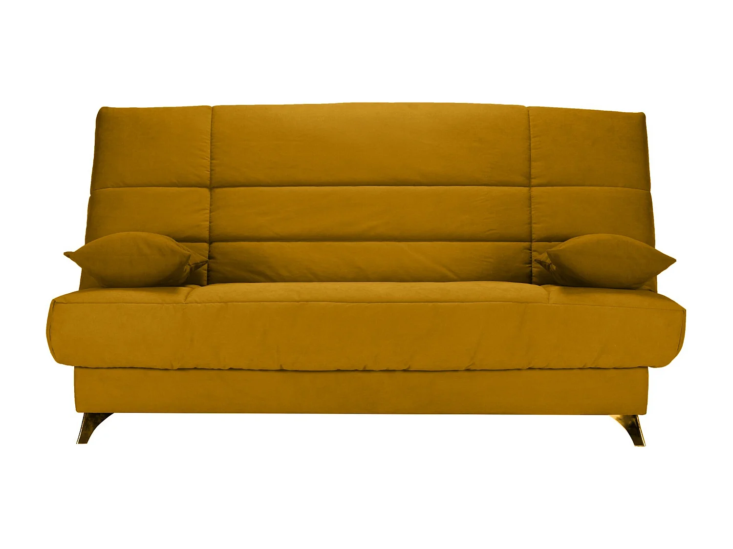 Banquette Clic-clac tissu 130x190 matelas Bultex 14cm avec rangement Belax-Couleur Jaune ambre